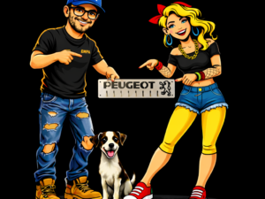 Porte-clés / support à outils Peugeot années 80 – 520 x 110 mm – Acier S235 découpé au laser 1,5 mm