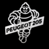 Décoration murale en acier découpé au laser – Michelin Man Peugeot 205 – 300 x 300 mm