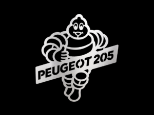 Laser Cut Steel Wall Art – Michelin Man Peugeot 205 – 300 x 300 mm