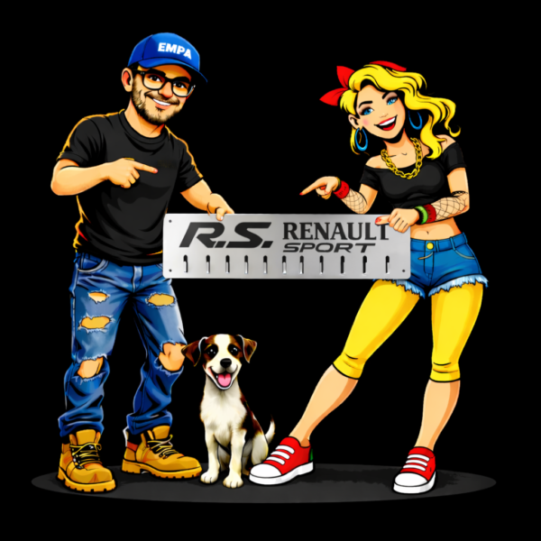 Porte-clés / support à outils Renault Sport – 520 x 110 mm – Acier S235 découpé au laser 1,5 mm