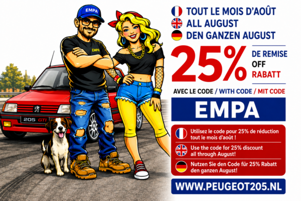 korting 3 talen Bas de caisse droit en 2 parties – Peugeot 205 3 portes (hors cabriolet) | Acier embouti 1 mm